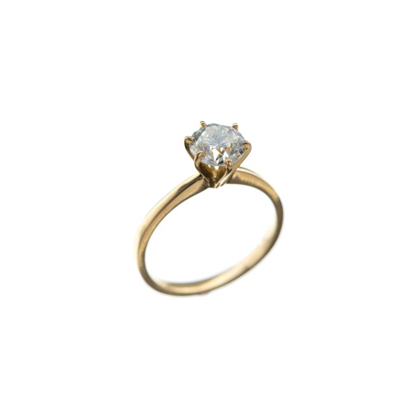 Anel Solitário Ouro Amarelo e Diamantes 18k 750 1 Quilate