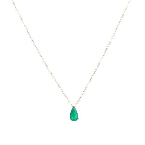 Colar Ouro Amarelo Gota de Esmeralda 18k 750